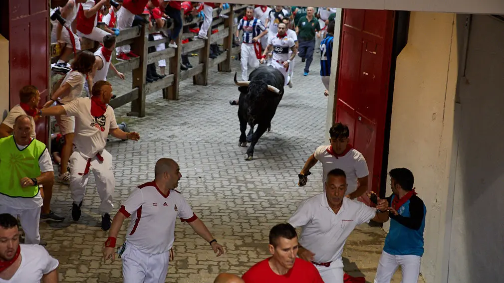 Primer encierro de los Sanfermines 2019 con toros del Puerto de San Lorenzo. IÑIGO ALZUGARAY