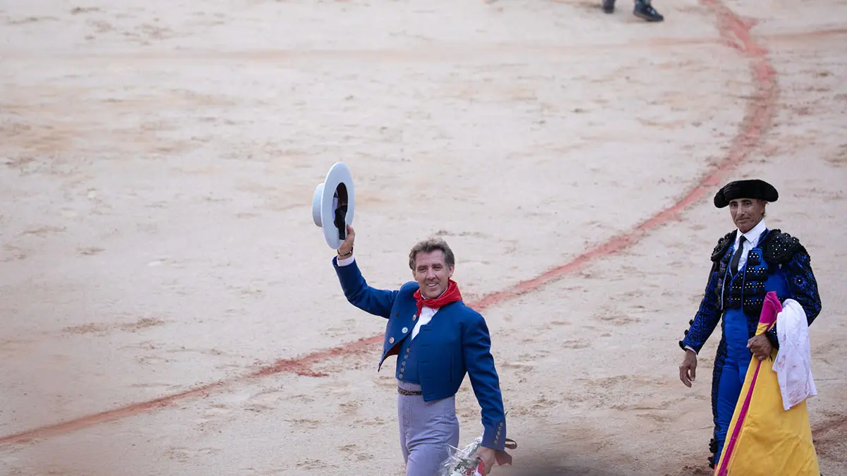 Pablo Hermoso de Mendoza en la primer corrida de toros de la Feria de San Fermín 2022 en el centenario de la plaza de toros de Pamplona. MAITE H. MATEO